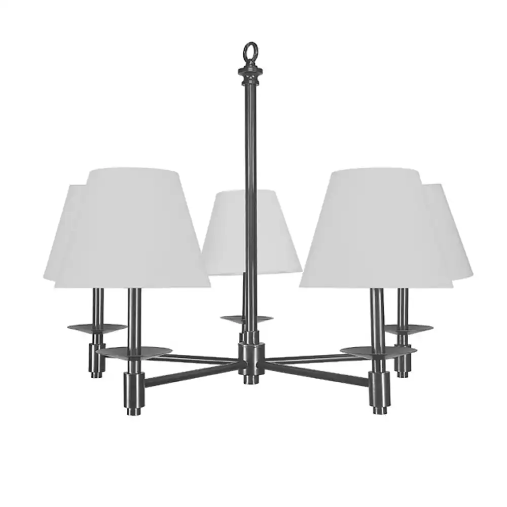 5-Light Brushed Nickel Chandelier with Linen Shades 1 5-Light Brushed Nickel Chandelier with Linen Shades 1