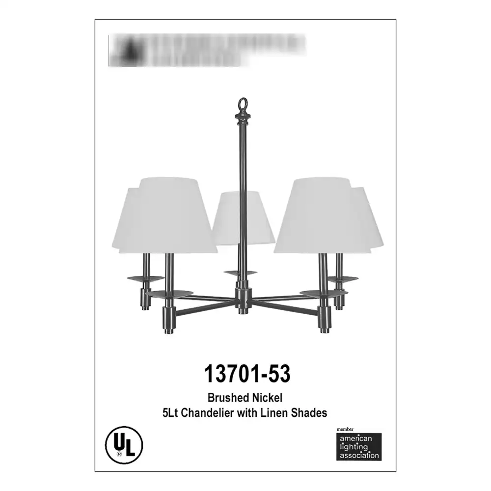 5-Light Brushed Nickel Chandelier with Linen Shades 3 5-Light Brushed Nickel Chandelier with Linen Shades 3