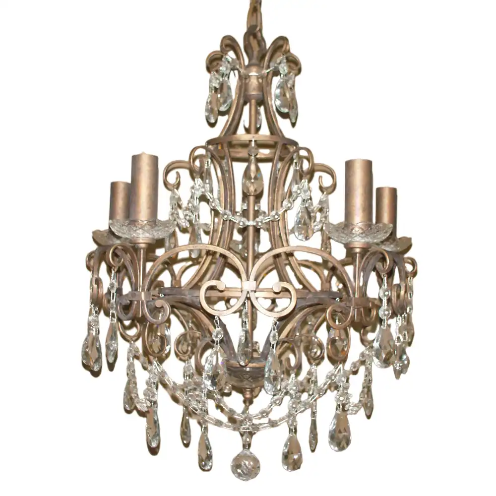 5-Light Hand-Forged Iron Chandelier with Crystal Accents in Antique Bronze Finish 1 5-Light Hand-Forged Iron Chandelier with Crystal Accents in Antique Bronze Finish 1