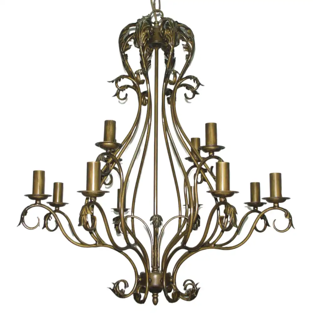 Antique Brass 2-Tier 12-Light Hand-Forged Iron Chandelier Antique Brass 2-Tier 12-Light Hand-Forged Iron Chandelier