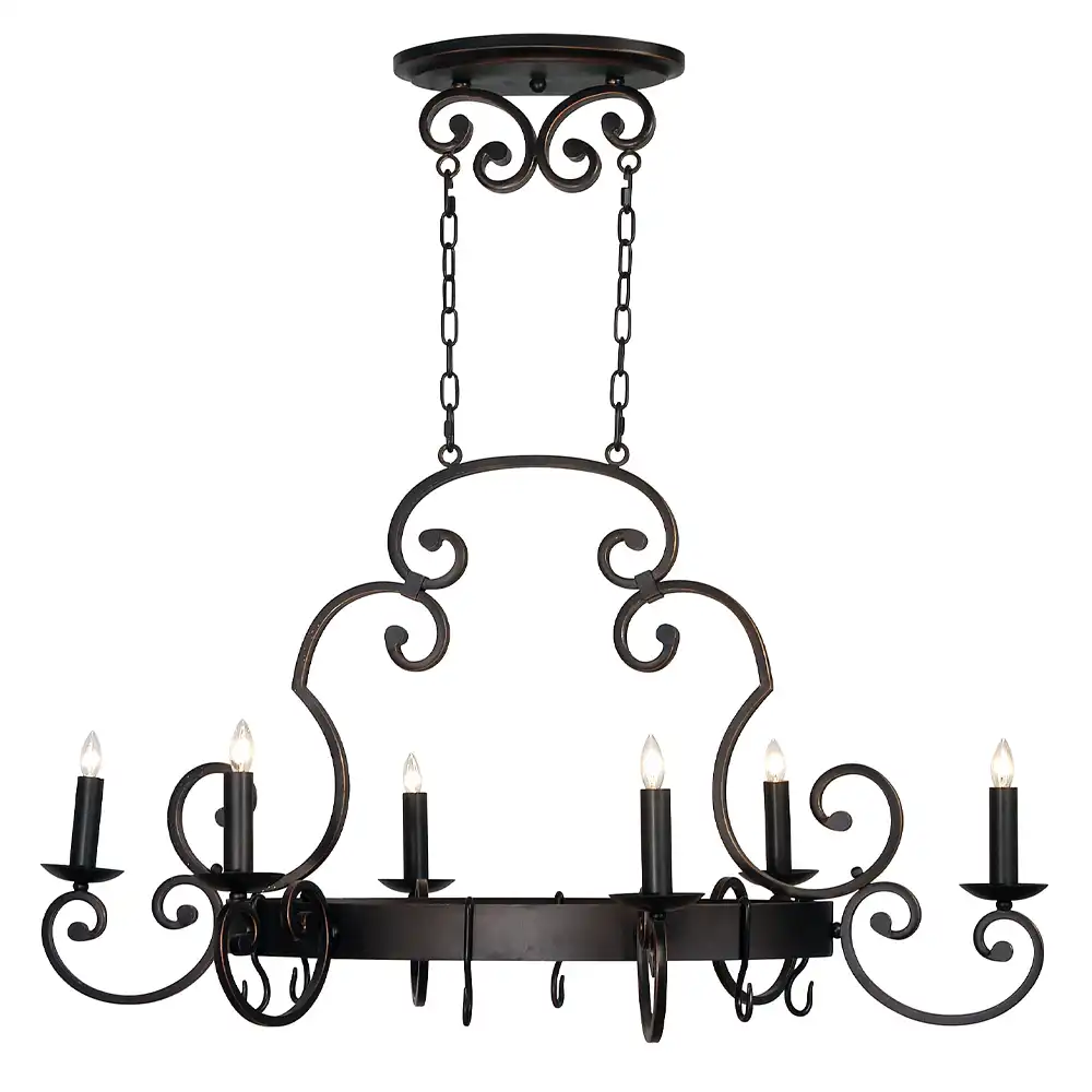 Castello 6-Light Handcrafted Oil Rubbed Bronze Pendant Light 1 Castello 6-Light Handcrafted Oil Rubbed Bronze Pendant Light 1