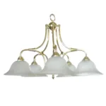 Classic Polished Brass 5-Light Pendant with Alabaster Glass Shades 1