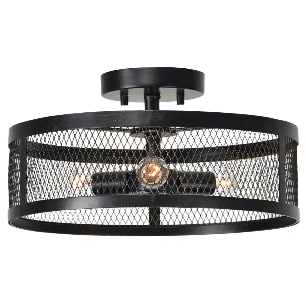 Foundry Grid 3-Light Industrial Semi-Flush 2 Foundry Grid 3-Light Industrial Semi-Flush 2