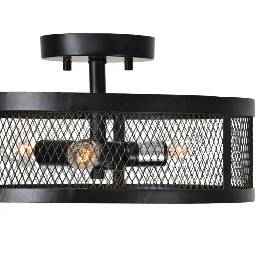 Foundry Grid 3-Light Industrial Semi-Flush 3 Foundry Grid 3-Light Industrial Semi-Flush 3
