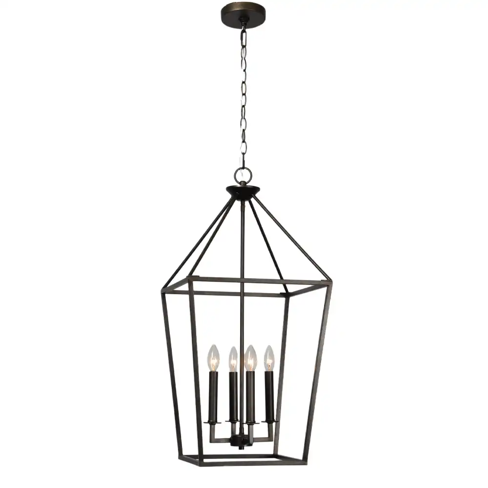 Geometric Lantern 4-Light Open Cage Pendant 2 Geometric Lantern 4-Light Open Cage Pendant 2