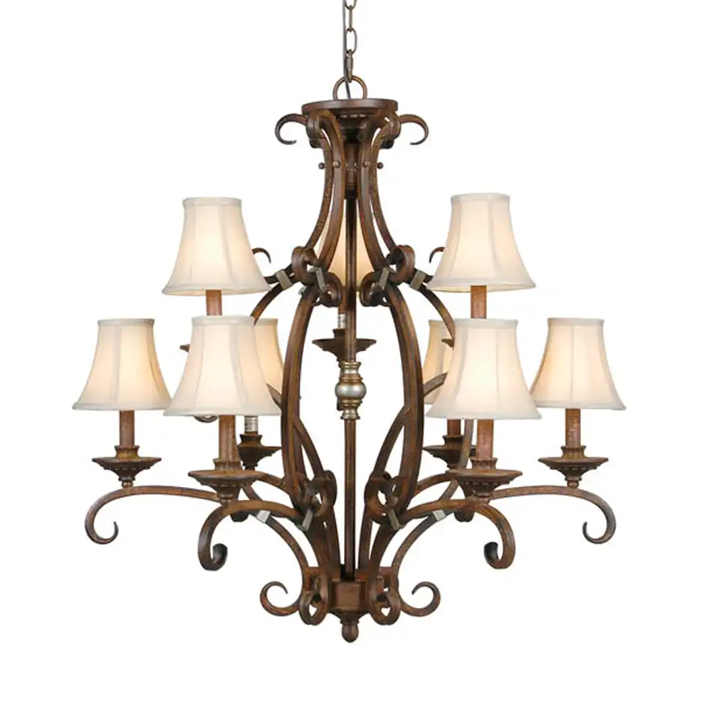 Manor Grandeur 2-Tier 9-Light Rustic Bronze Chandelier Manor Grandeur 2-Tier 9-Light Rustic Bronze Chandelier