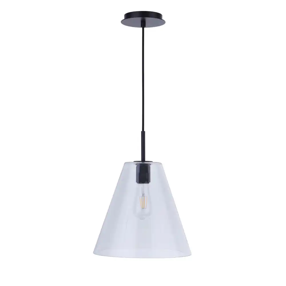 Modern Clear Glass Cone Pendant Light with Matte Black Finish Modern Clear Glass Cone Pendant Light with Matte Black Finish