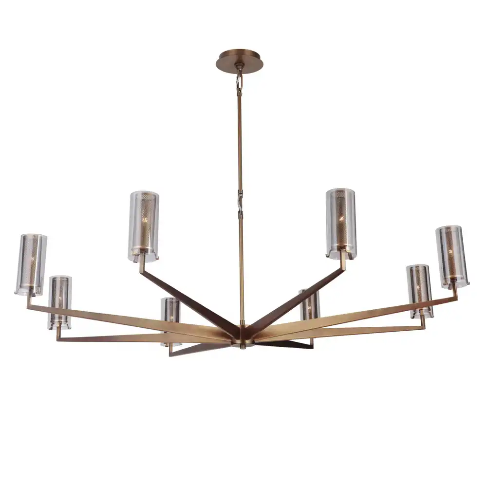 Radiant Spoke Modern 8-Light Chandelier with Textured Glass 1 Radiant Spoke Modern 8-Light Chandelier with Textured Glass 1