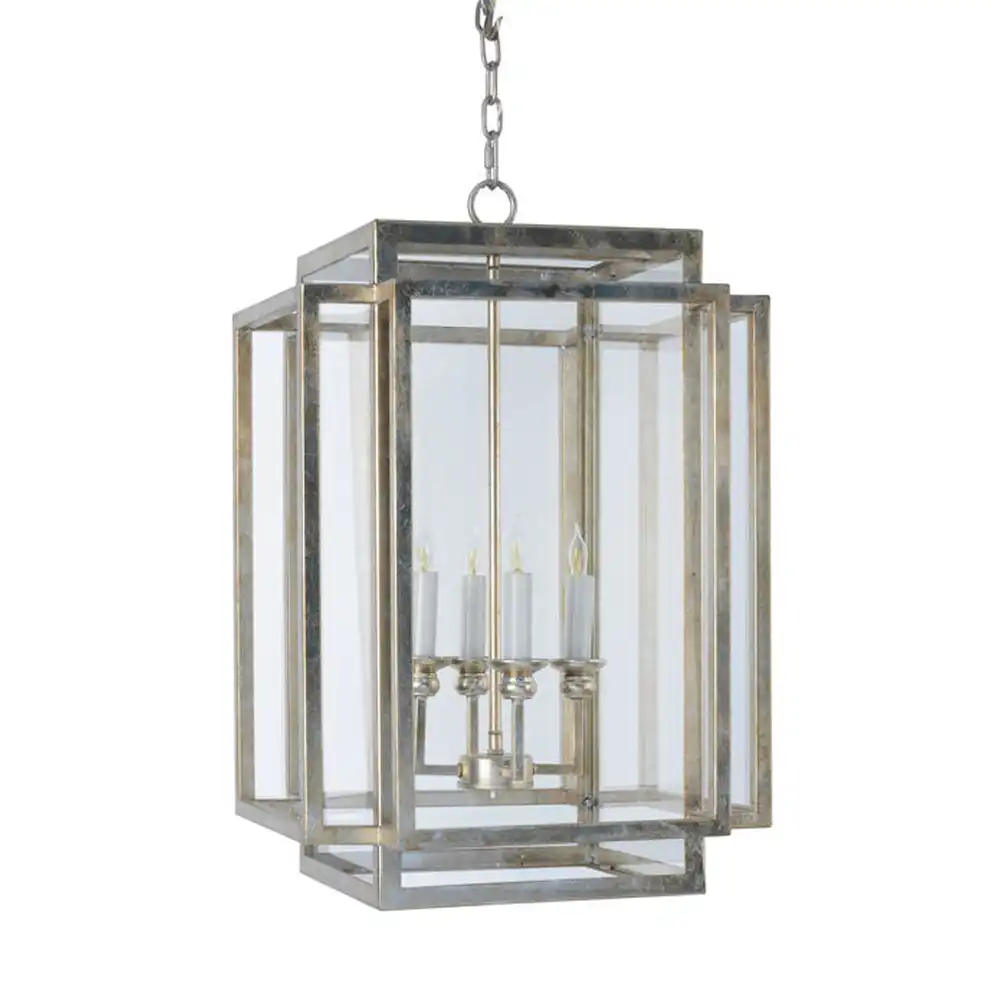 Regalia 4-Light Geometric Lantern Pendant – Vintage Silver Finish Regalia 4-Light Geometric Lantern Pendant – Vintage Silver Finish