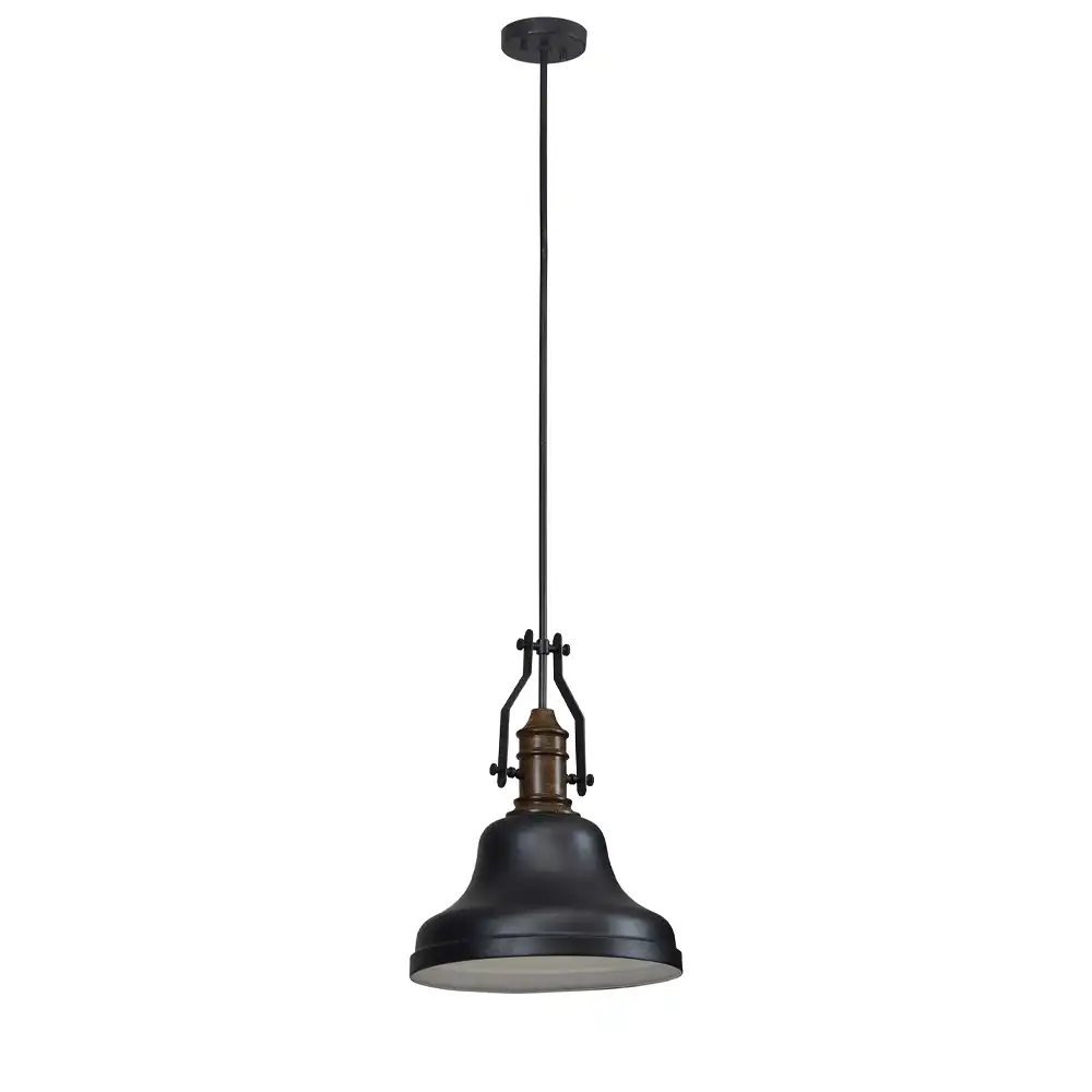 Rheton Industrial 1-Light Pendant Light in Matte Black and Antique Brass Finish Rheton Industrial 1-Light Pendant Light in Matte Black and Antique Brass Finish