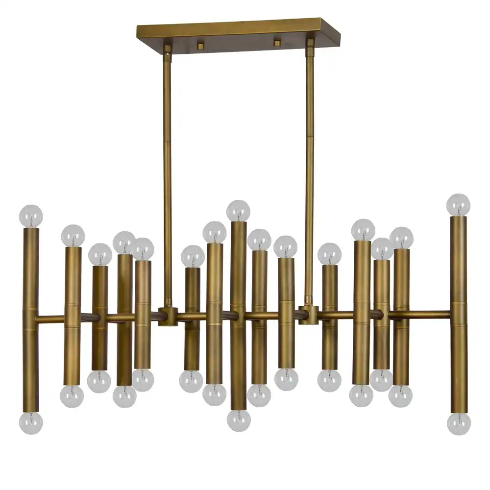 The Architect 30-Light Modern Linear Chandelier with Aged Brass Finish The Architect 30-Light Modern Linear Chandelier with Aged Brass Finish