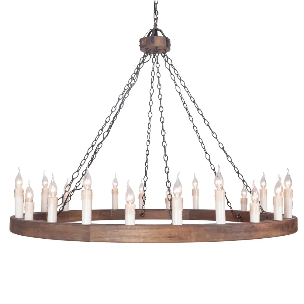 The Artisan Homestead 24-Light Solid Wood & Forge Chandelier The Artisan Homestead 24-Light Solid Wood & Forge Chandelier