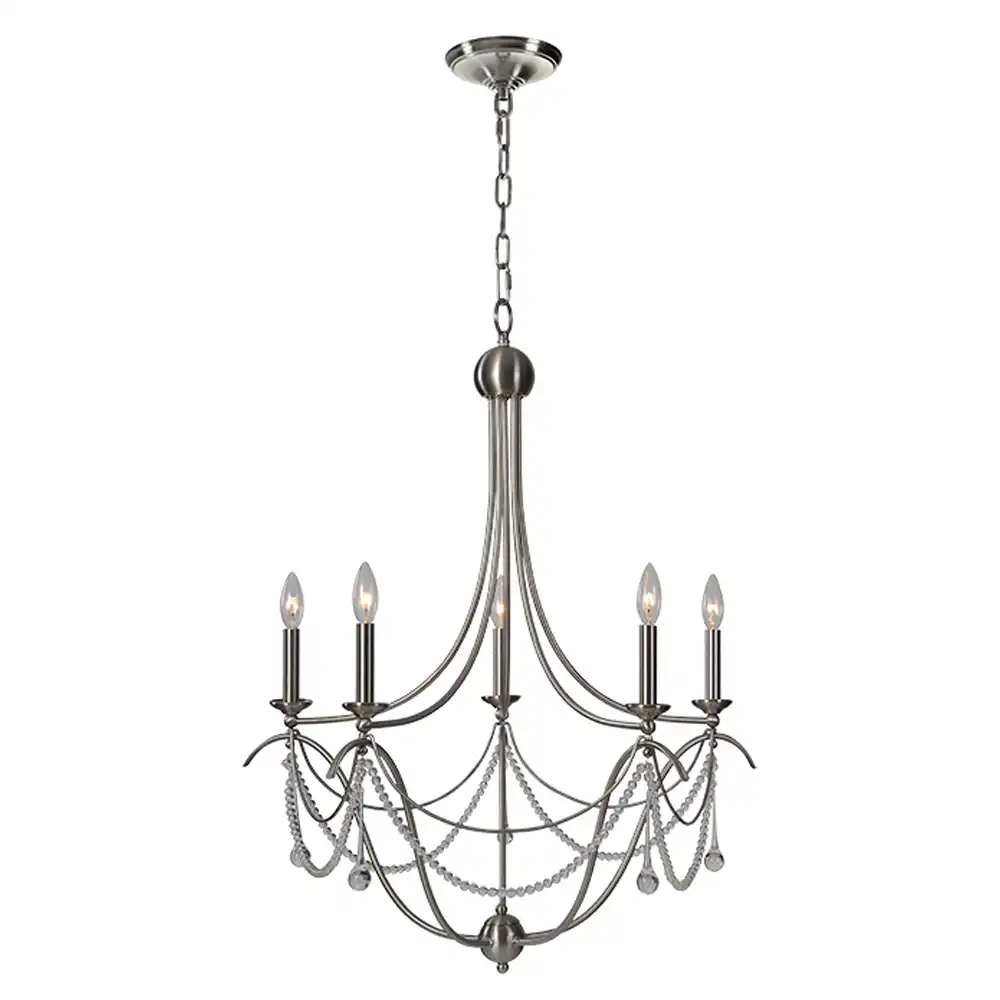 The Belle Epoque Brushed Nickel & Crystal 5-Light Chandelier The Belle Epoque Brushed Nickel & Crystal 5-Light Chandelier