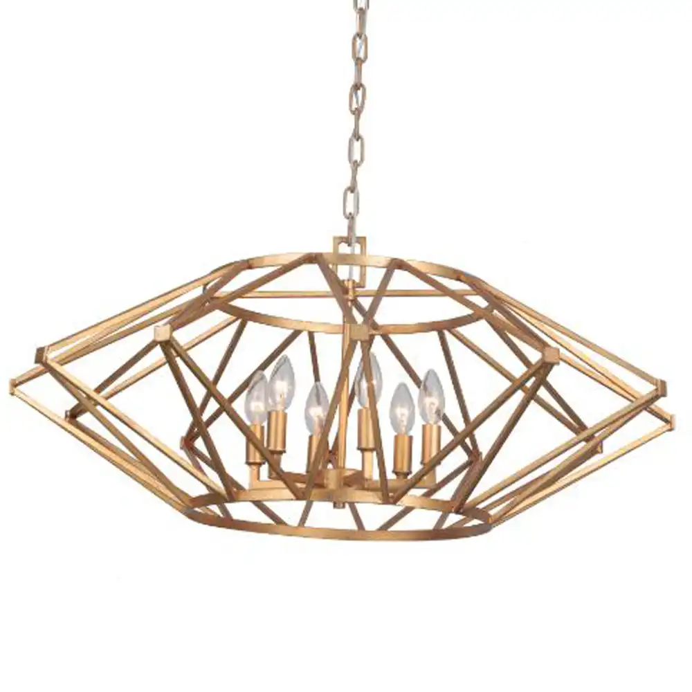 The Celestial Orbit 6-Light Wide Geometric Chandelier The Celestial Orbit 6-Light Wide Geometric Chandelier