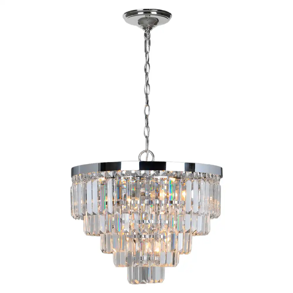 The Crystal Cascade Modern Art Deco 5-Light Chandelier The Crystal Cascade Modern Art Deco 5-Light Chandelier
