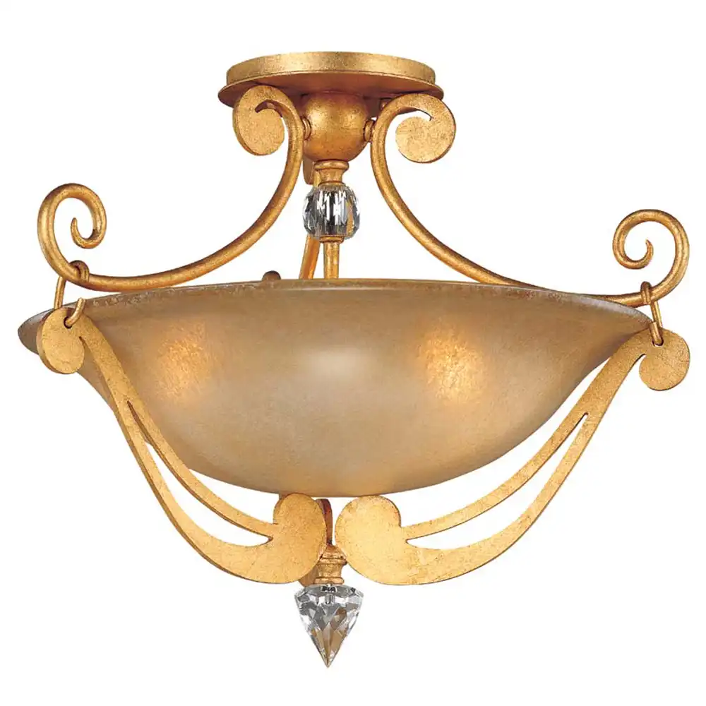 The Gilded Scroll Semi-Flush Mount with Crystal Accents The Gilded Scroll Semi-Flush Mount with Crystal Accents
