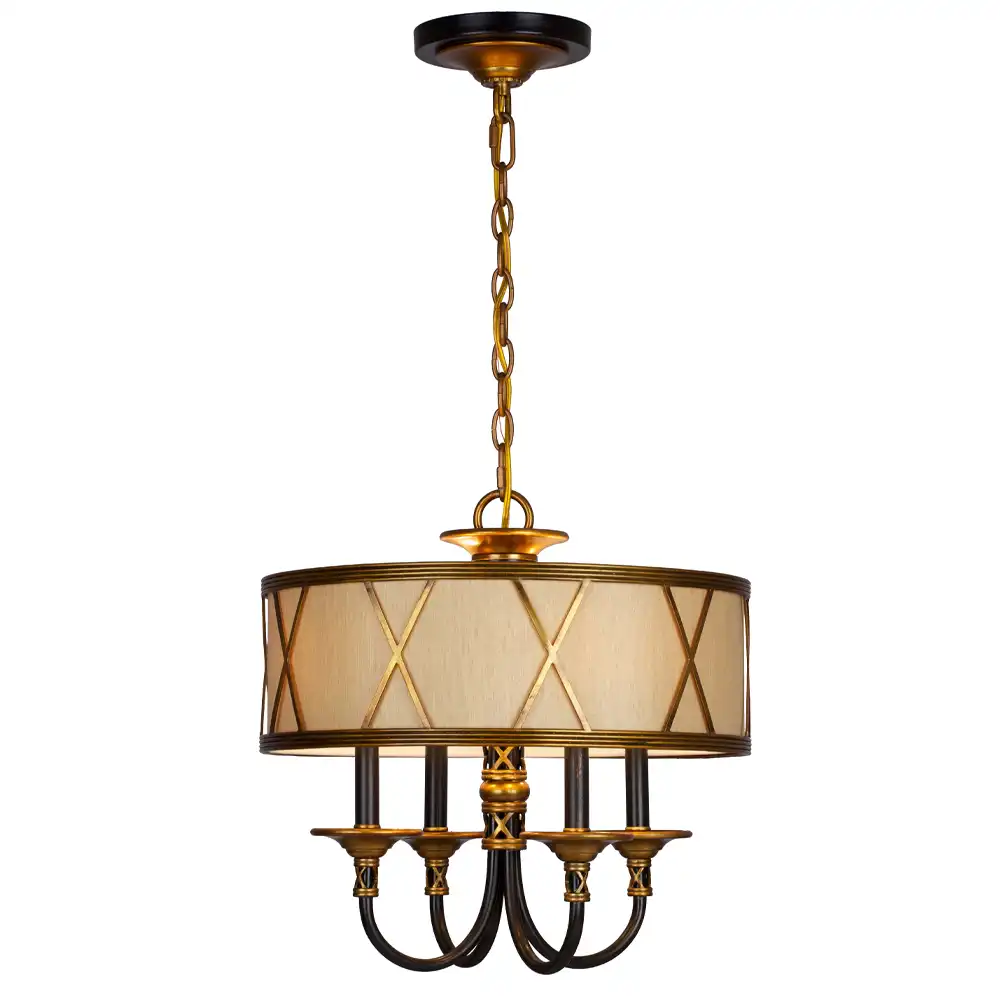 The Heritage Drum 4-Light Chandelier with Linen Shade The Heritage Drum 4-Light Chandelier with Linen Shade