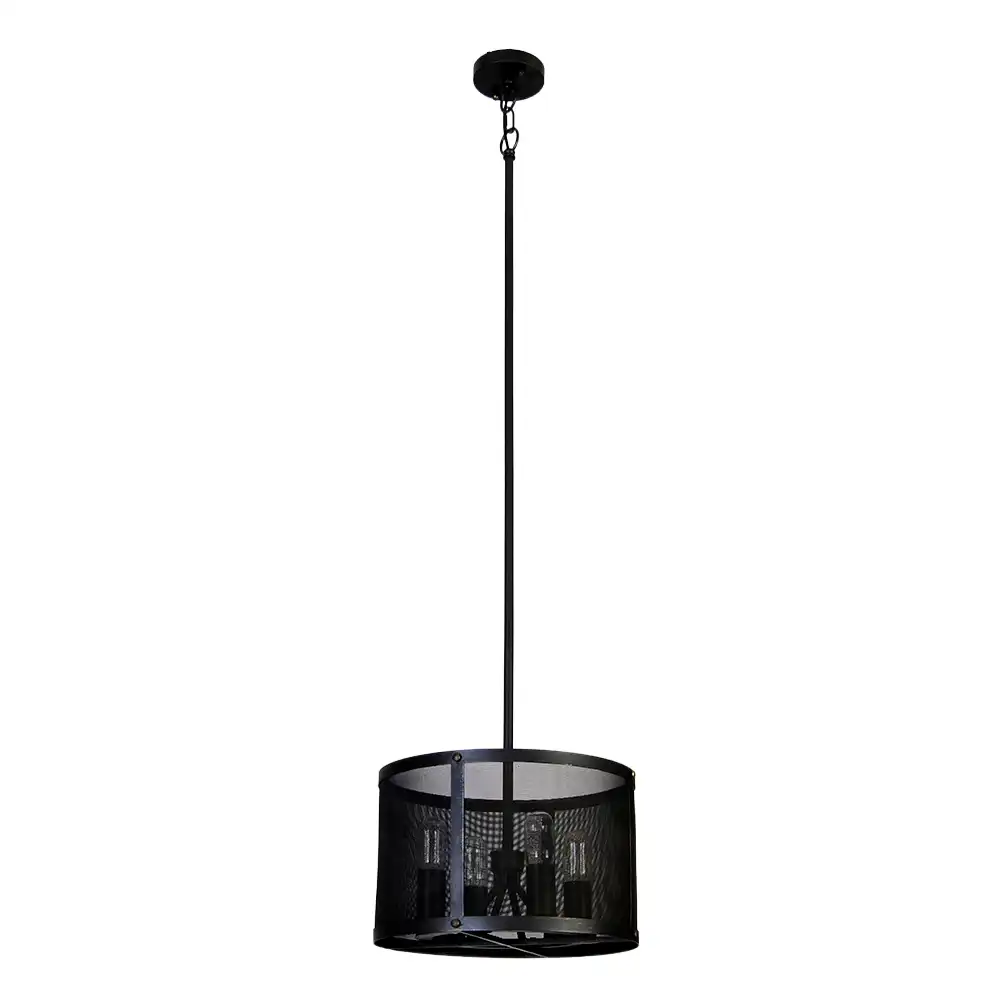 The Loft Grid 4-Light Industrial Drum Pendant The Loft Grid 4-Light Industrial Drum Pendant