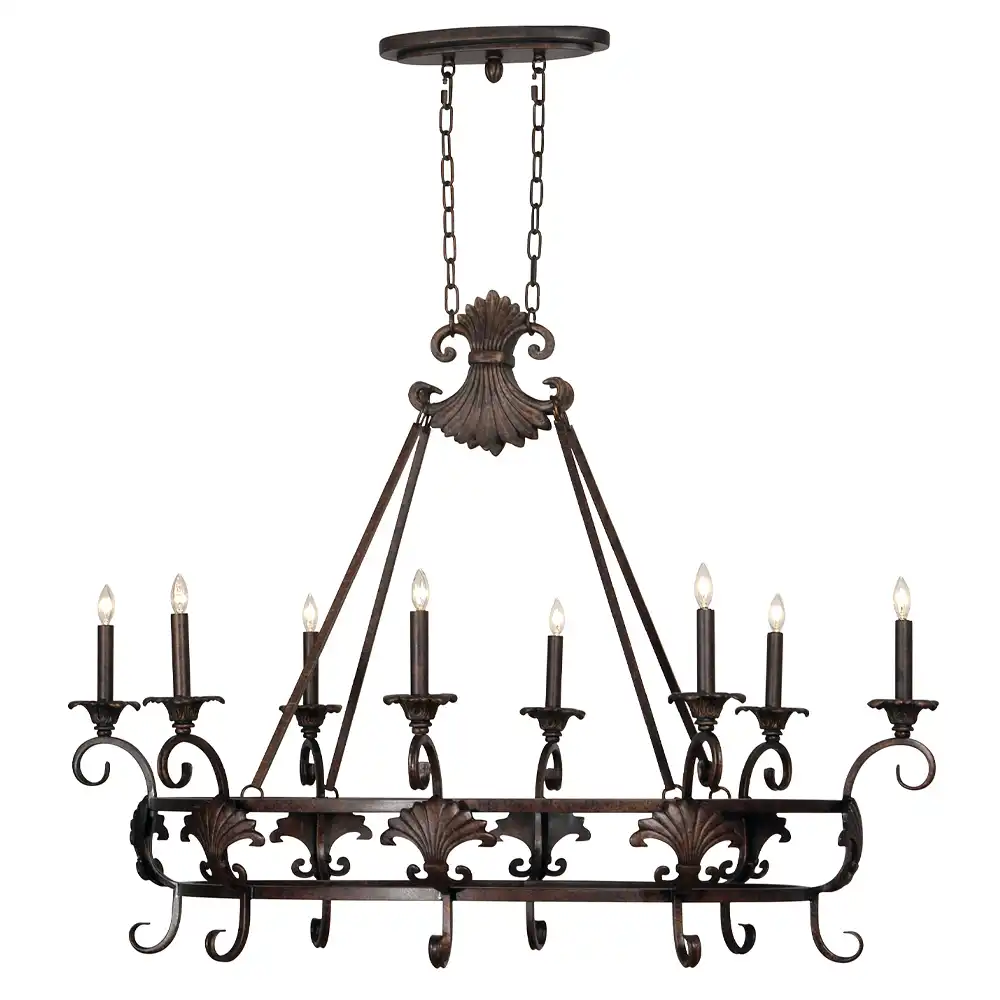 Valencia 8-Light Handcrafted Artisan Bronze with Gold Pendant Light 1 Valencia 8-Light Handcrafted Artisan Bronze with Gold Pendant Light 1