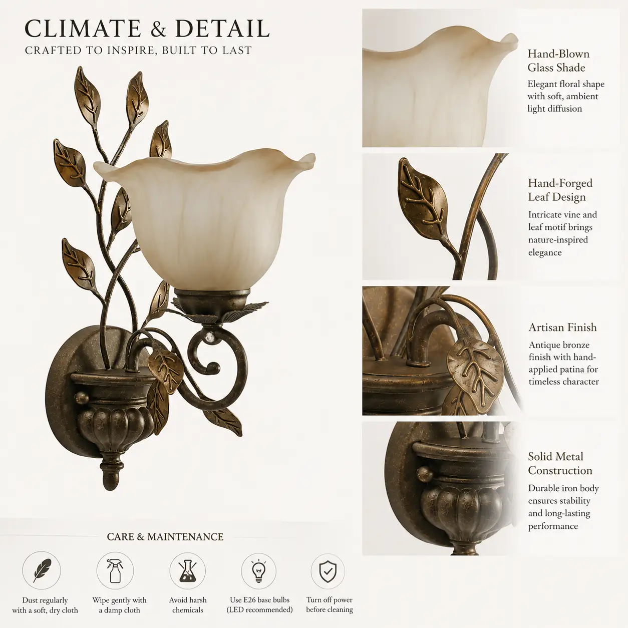 Vineyard-Bloom-Handcrafted-Bronze-Leaf-Wall-Sconce-2 Vineyard-Bloom-Handcrafted-Bronze-Leaf-Wall-Sconce-2