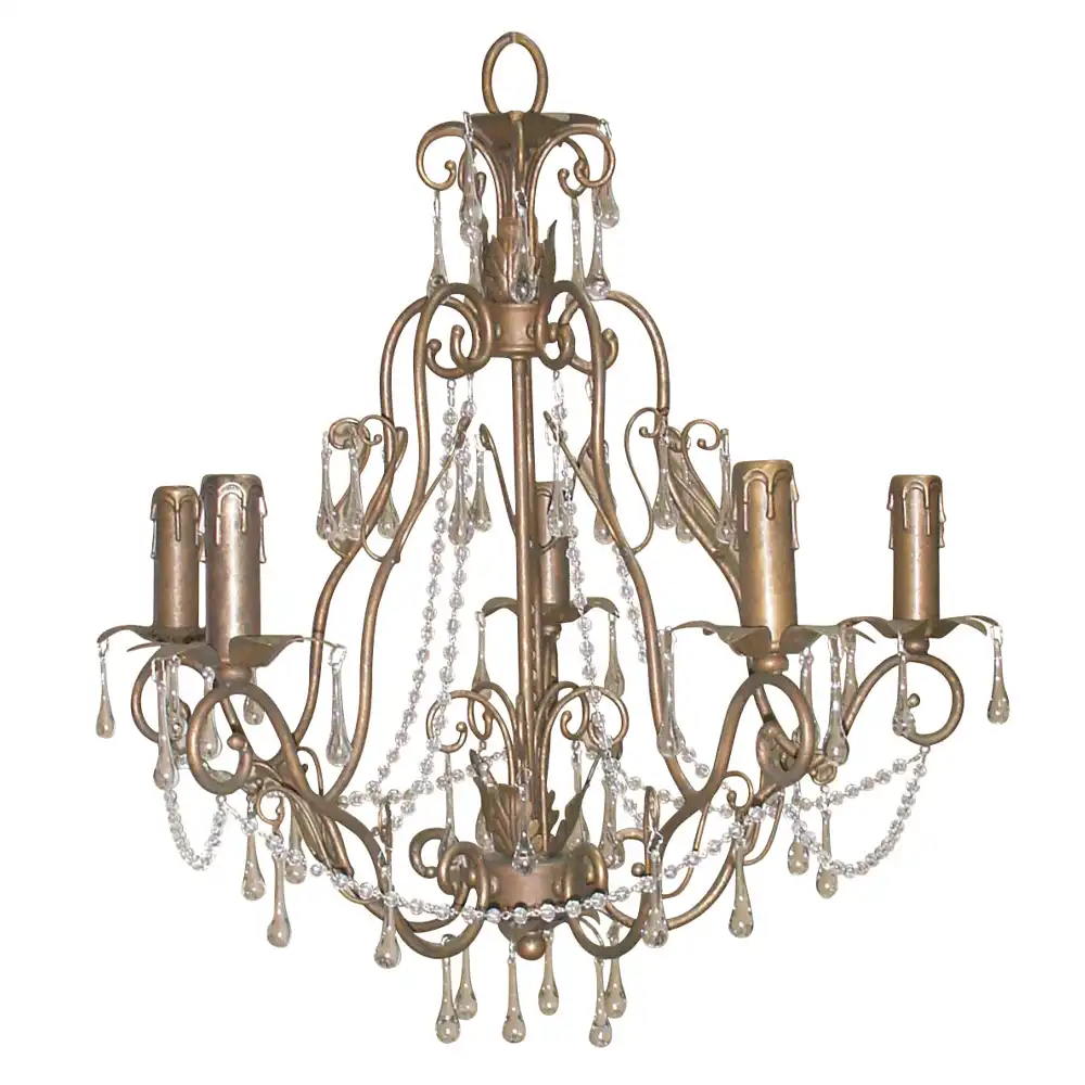 Vintage Gold Scrollwork 5-Light Chandelier 1 Vintage Gold Scrollwork 5-Light Chandelier 1