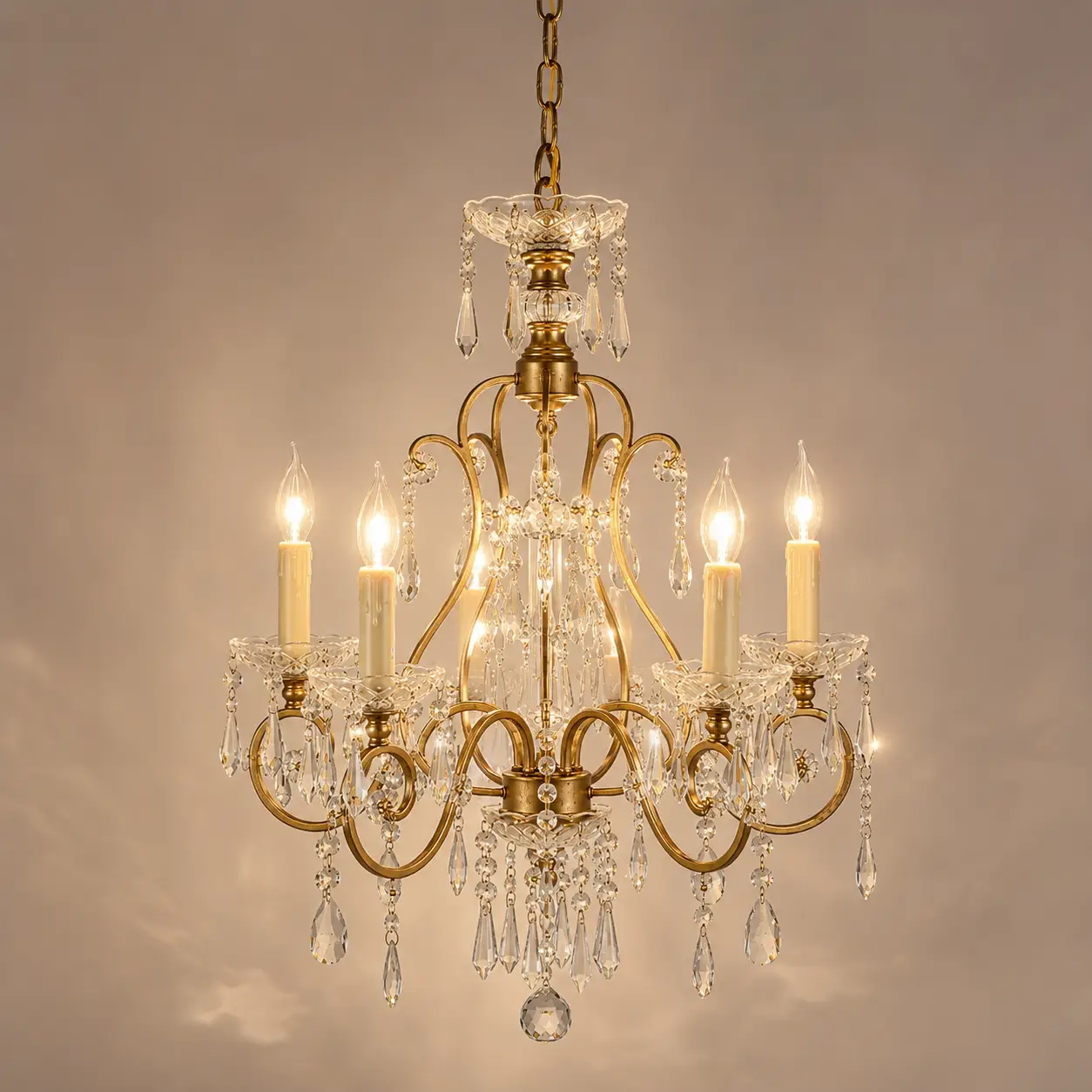 5-Light-Golden-Brass-Chandelier-with-Calyx-Accents-and-K9-Crystal-Prisms-3 5-Light-Golden-Brass-Chandelier-with-Calyx-Accents-and-K9-Crystal-Prisms-3