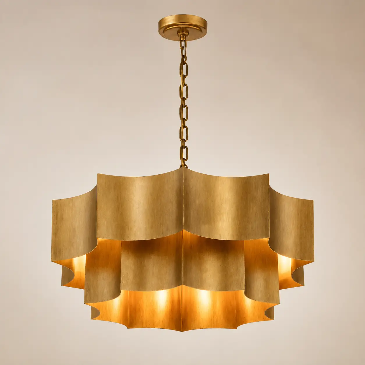 Archevelle-Tiered-Pendant-Custom-Gold-Patina-Scalloped-Drum-Chandelier-3 Archevelle-Tiered-Pendant-Custom-Gold-Patina-Scalloped-Drum-Chandelier-3