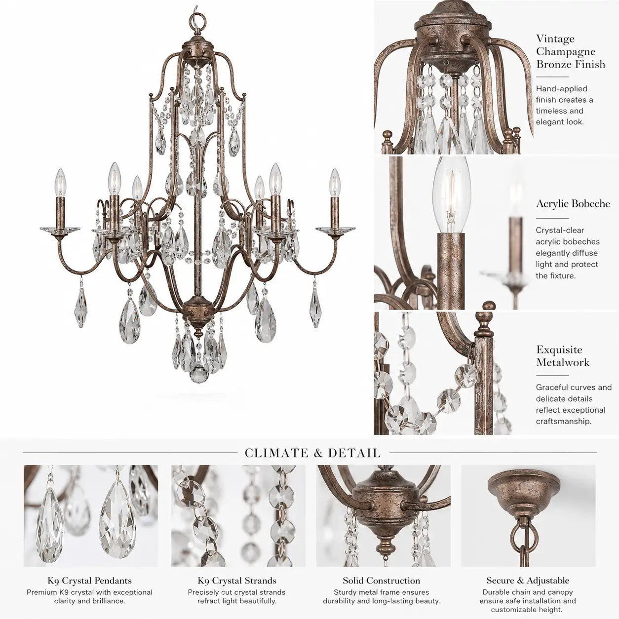 Belle-Epoque-6-Light-Crystal-Chandelier-Vintage-Champagne-Bronze-2 Belle-Epoque-6-Light-Crystal-Chandelier-Vintage-Champagne-Bronze-2