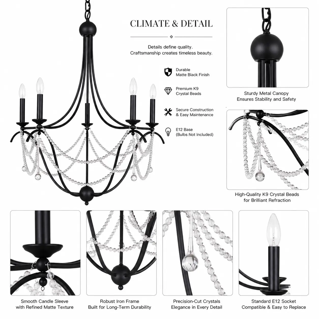 Celeste-5-Light-Crystal-Chain-Chandelier-in-Matte-Black-Finish-2 Celeste-5-Light-Crystal-Chain-Chandelier-in-Matte-Black-Finish-2