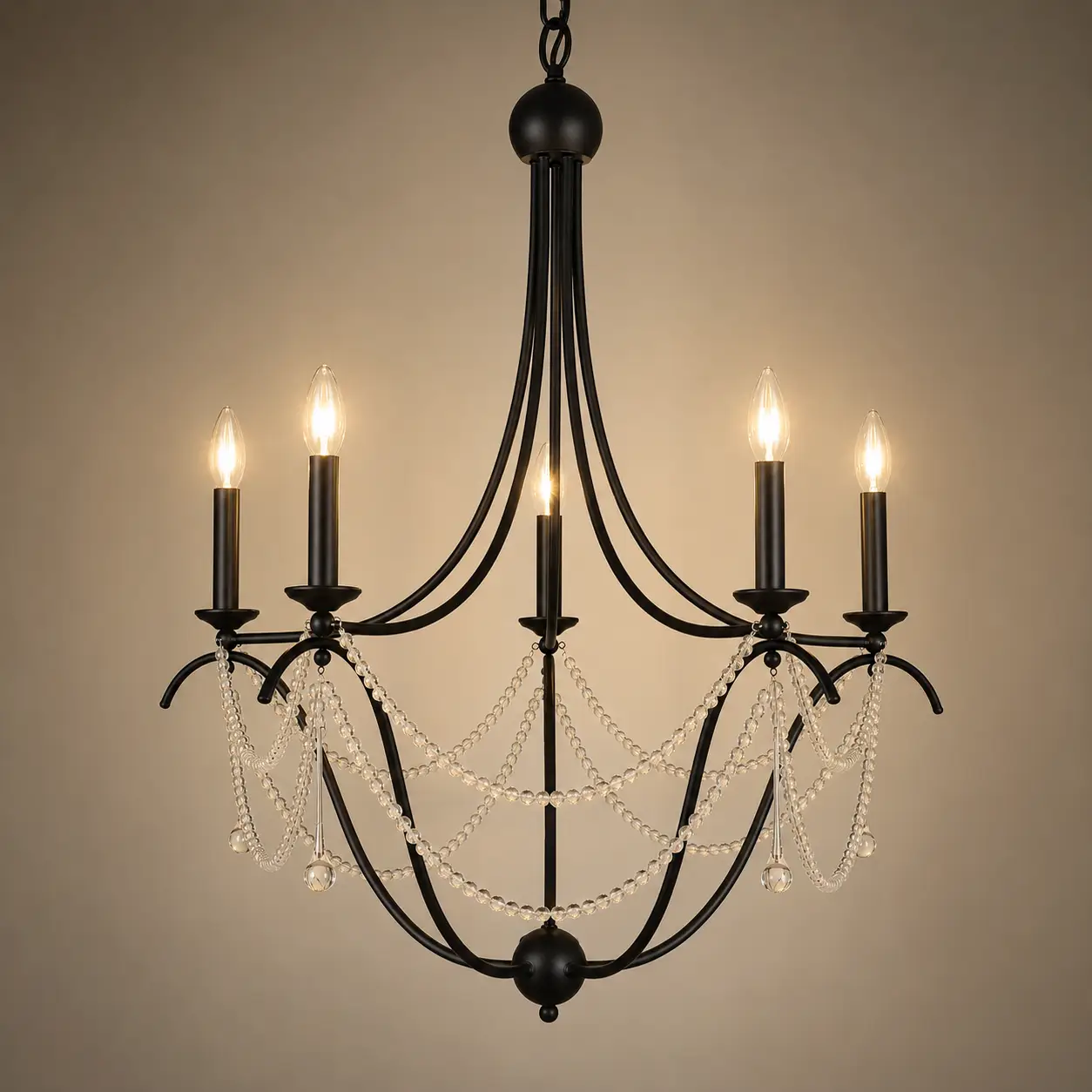 Celeste-5-Light-Crystal-Chain-Chandelier-in-Matte-Black-Finish-3 Celeste-5-Light-Crystal-Chain-Chandelier-in-Matte-Black-Finish-3