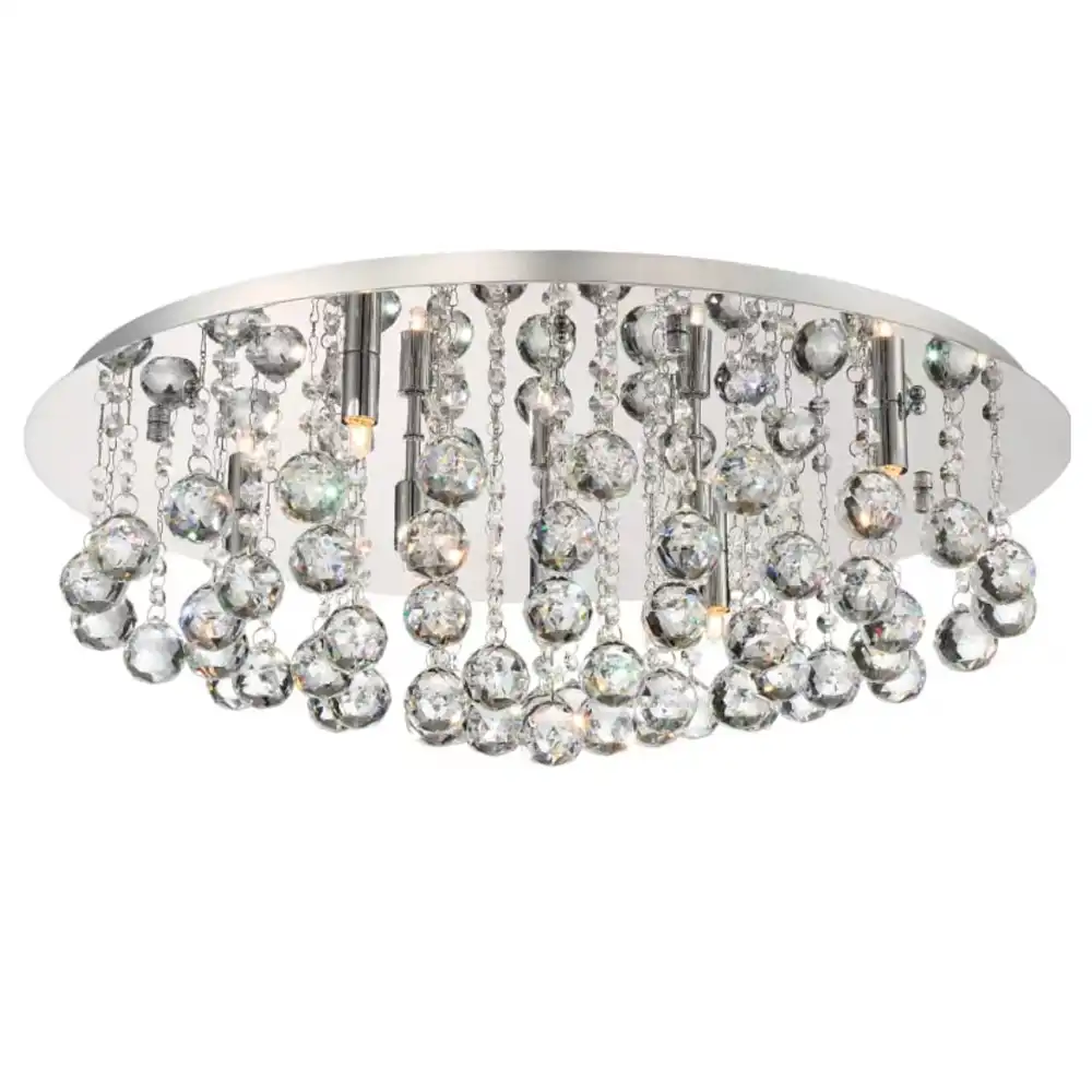Celestia 8-Light Flush Mount Ceiling Light in Polished Chrome with Crystal Drops Celestia 8-Light Flush Mount Ceiling Light in Polished Chrome with Crystal Drops