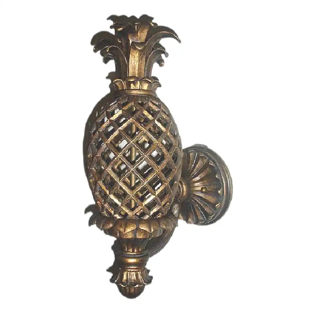 Grand Coastal Gilded Pineapple 3-Light Wall Sconce 2 Grand Coastal Gilded Pineapple 3-Light Wall Sconce 2