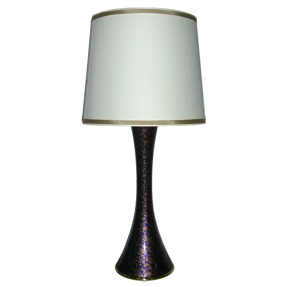 Imperial Elegance Porcelain Table Lamp with Gold Floral Detailing Imperial Elegance Porcelain Table Lamp with Gold Floral Detailing