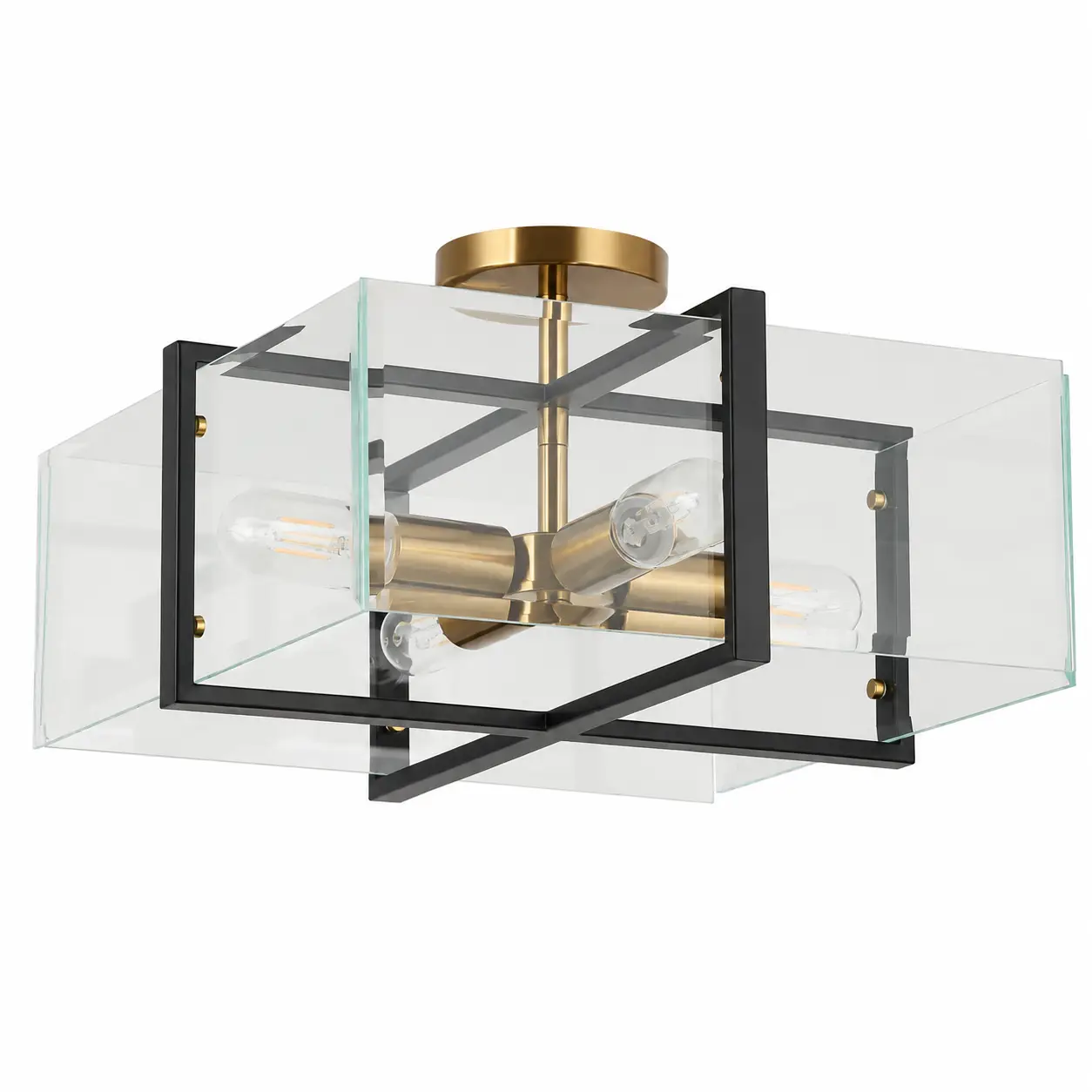 Modern-4-Light-Square-Clear-Glass-Semi-Flush-Mount-Ceiling-Light-Fixture-1 Modern-4-Light-Square-Clear-Glass-Semi-Flush-Mount-Ceiling-Light-Fixture-1