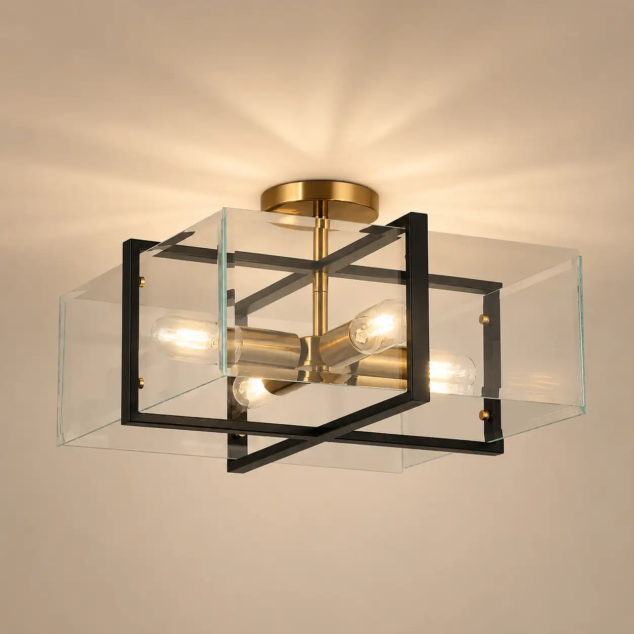 Modern-4-Light-Square-Clear-Glass-Semi-Flush-Mount-Ceiling-Light-Fixture-3 Modern-4-Light-Square-Clear-Glass-Semi-Flush-Mount-Ceiling-Light-Fixture-3