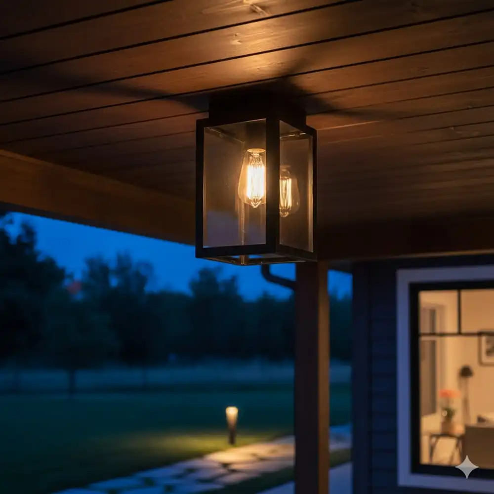 Modern Minimalist Matte Black Outdoor Flush Mount Pendant with Clear Glass 2 Modern Minimalist Matte Black Outdoor Flush Mount Pendant with Clear Glass 2