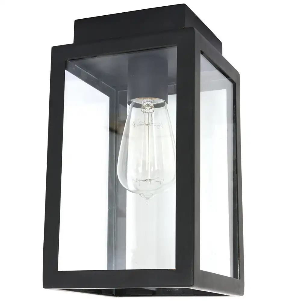 Modern Minimalist Matte Black Outdoor Flush Mount Pendant with Clear Glass Modern Minimalist Matte Black Outdoor Flush Mount Pendant with Clear Glass