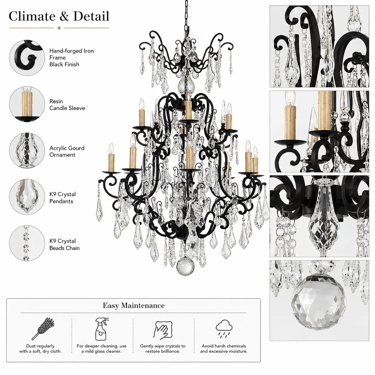 Noir-Brilliance-2-Tier-12-Light-Forged-Iron-Crystal-Chandelier-2 Noir-Brilliance-2-Tier-12-Light-Forged-Iron-Crystal-Chandelier-2
