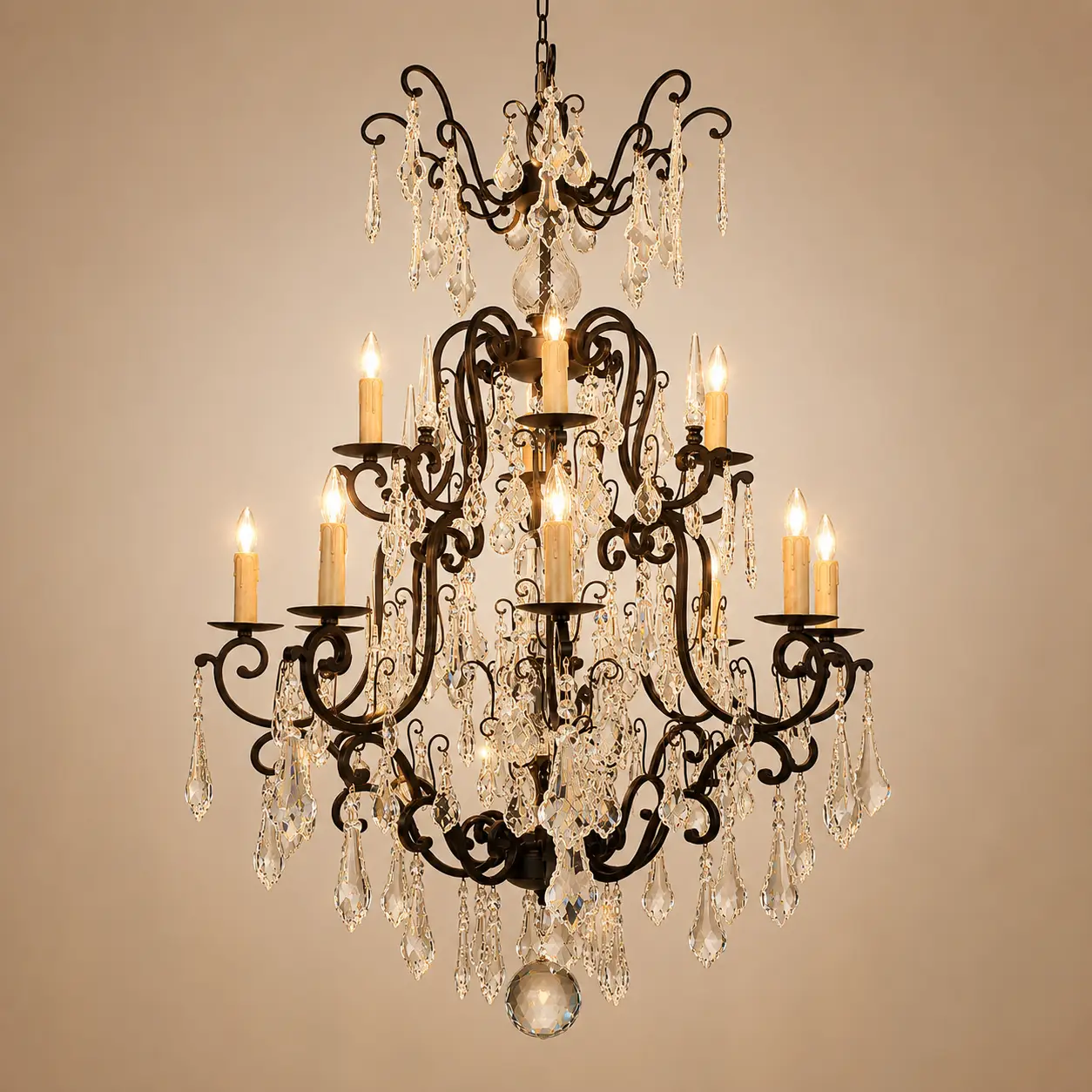 Noir-Brilliance-2-Tier-12-Light-Forged-Iron-Crystal-Chandelier-3 Noir-Brilliance-2-Tier-12-Light-Forged-Iron-Crystal-Chandelier-3