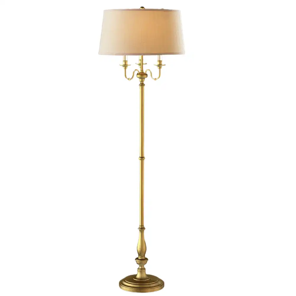 Regal Column Classic Brass 3-Light Floor Lamp Regal Column Classic Brass 3-Light Floor Lamp