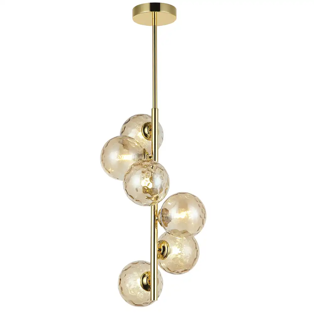 The Ambered Orb 6-Light Textured Glass Pendant The Ambered Orb 6-Light Textured Glass Pendant