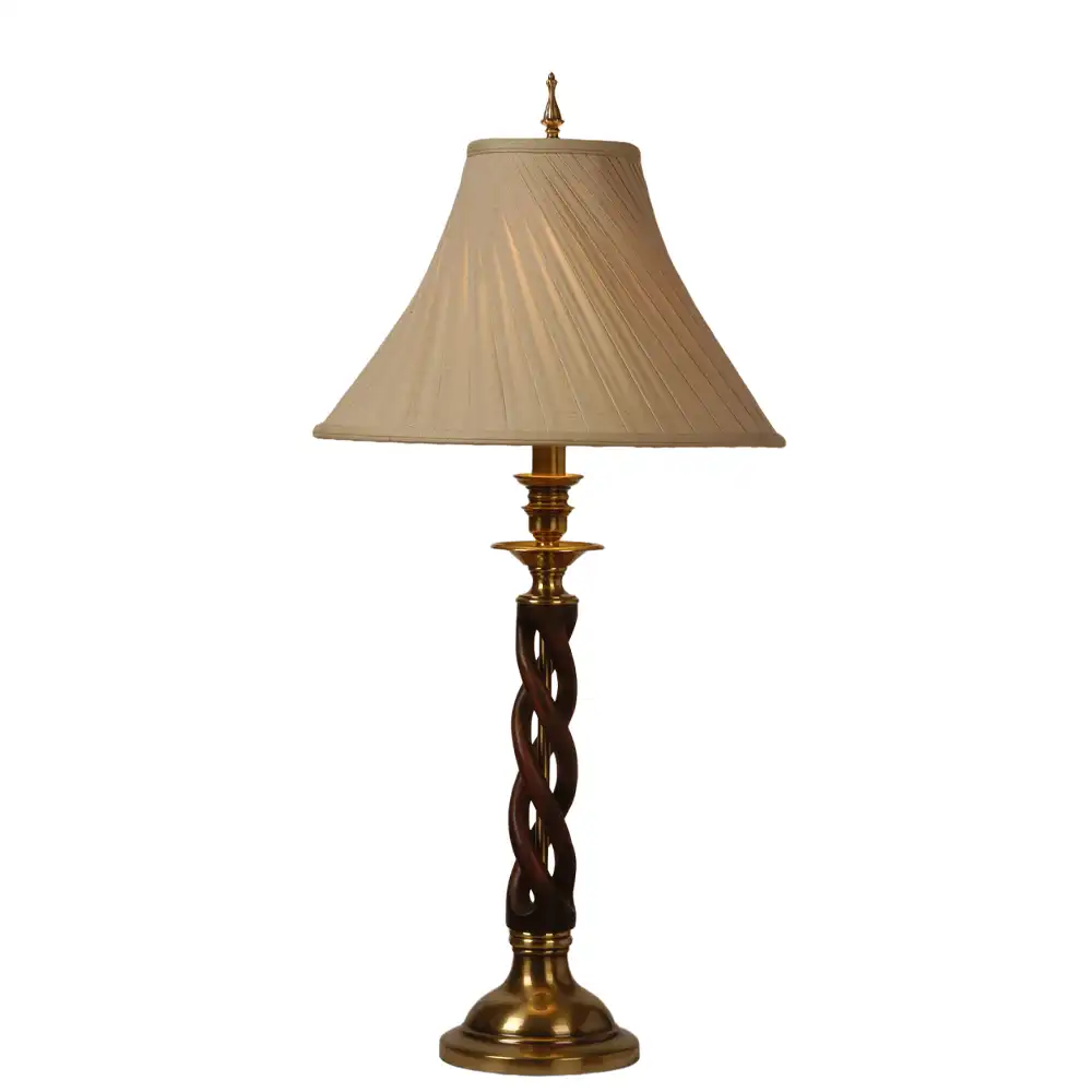 The Baroque Twist Hand-Carved Wood & Brass Table Lamp The Baroque Twist Hand-Carved Wood & Brass Table Lamp