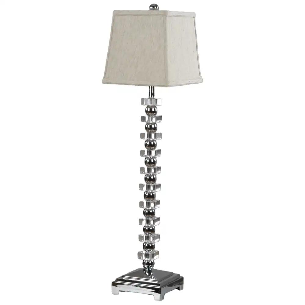 The Crystal Cascade Handcrafted Chrome & Glass Table Lamp The Crystal Cascade Handcrafted Chrome & Glass Table Lamp