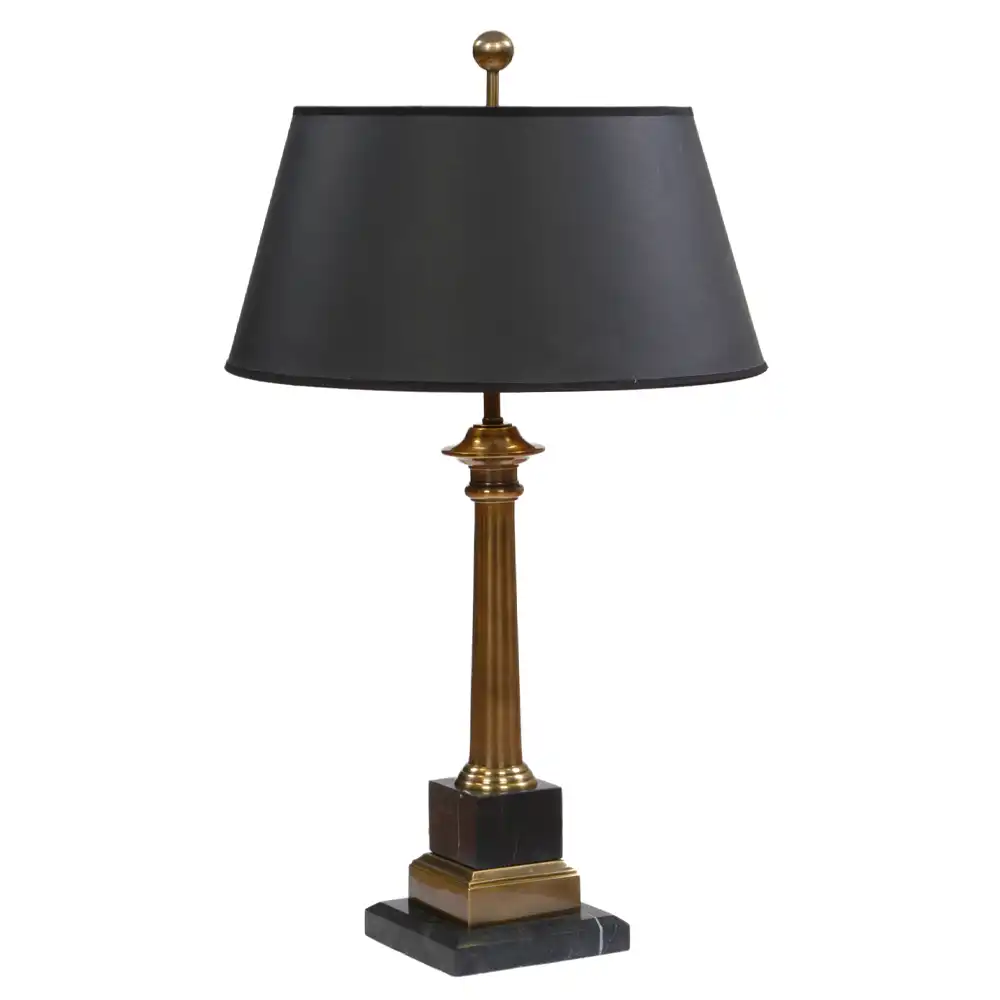 The Executive Grandeur Handcrafted 2-Light Brass & Marble Table Lamp The Executive Grandeur Handcrafted 2-Light Brass & Marble Table Lamp