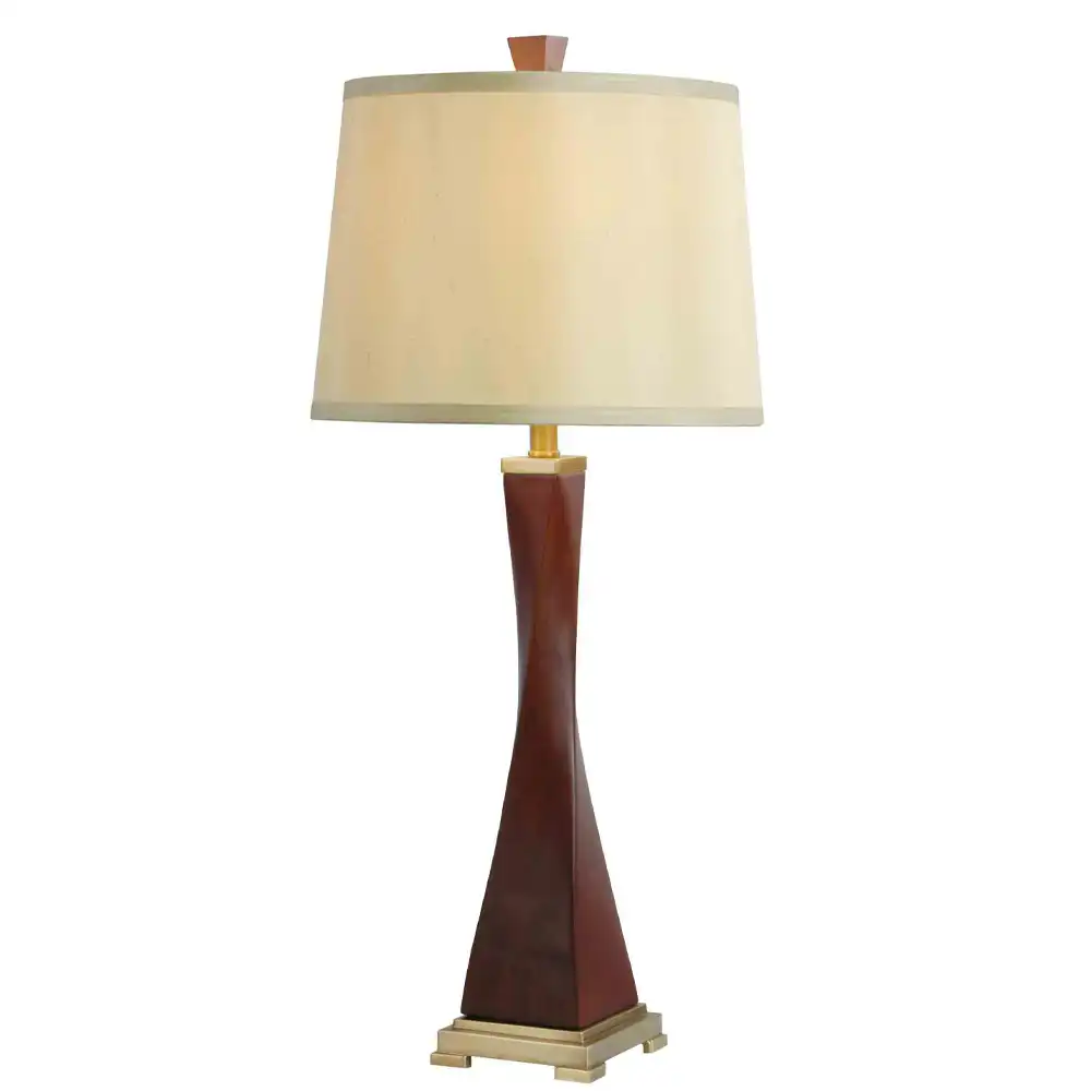 The Helix Grandeur Handcrafted Twisted Wood & Brass Table Lamp The Helix Grandeur Handcrafted Twisted Wood & Brass Table Lamp