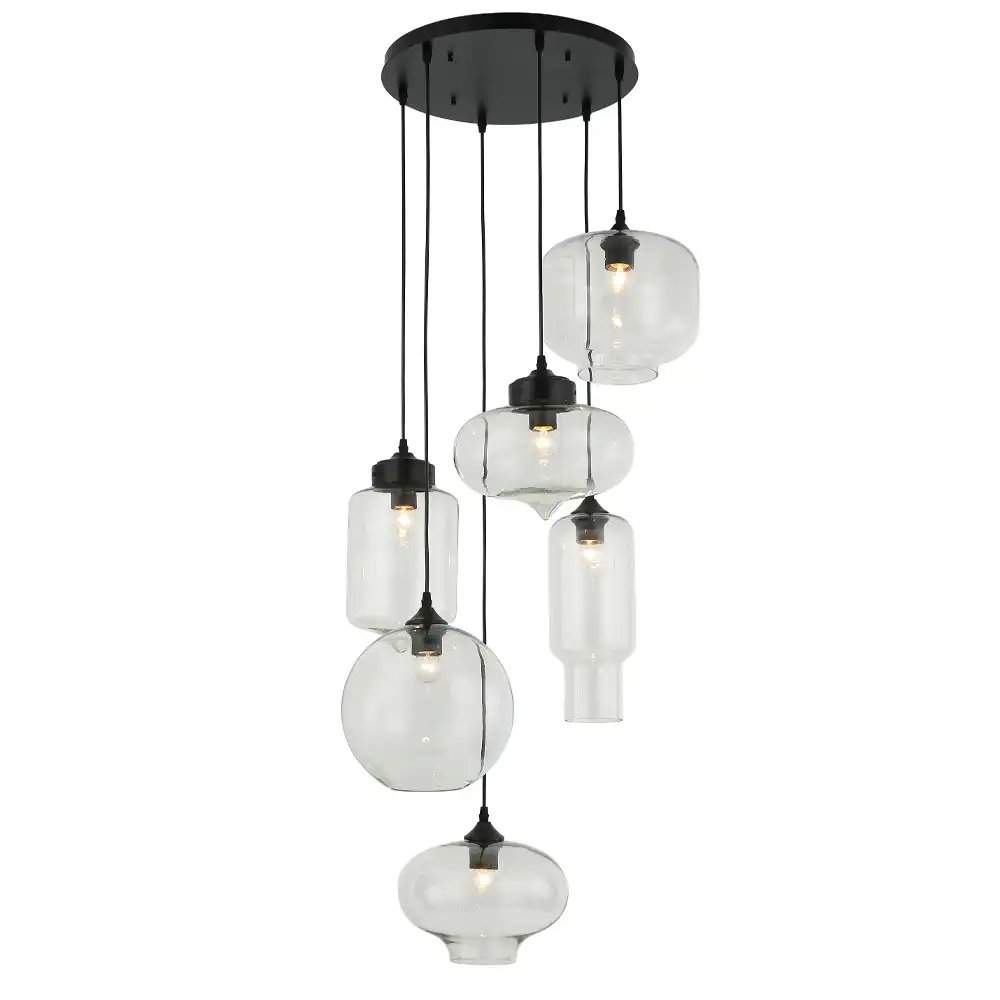 The Sculpted Serenity Multi-Shape Glass Chandelier Pendant The Sculpted Serenity Multi-Shape Glass Chandelier Pendant