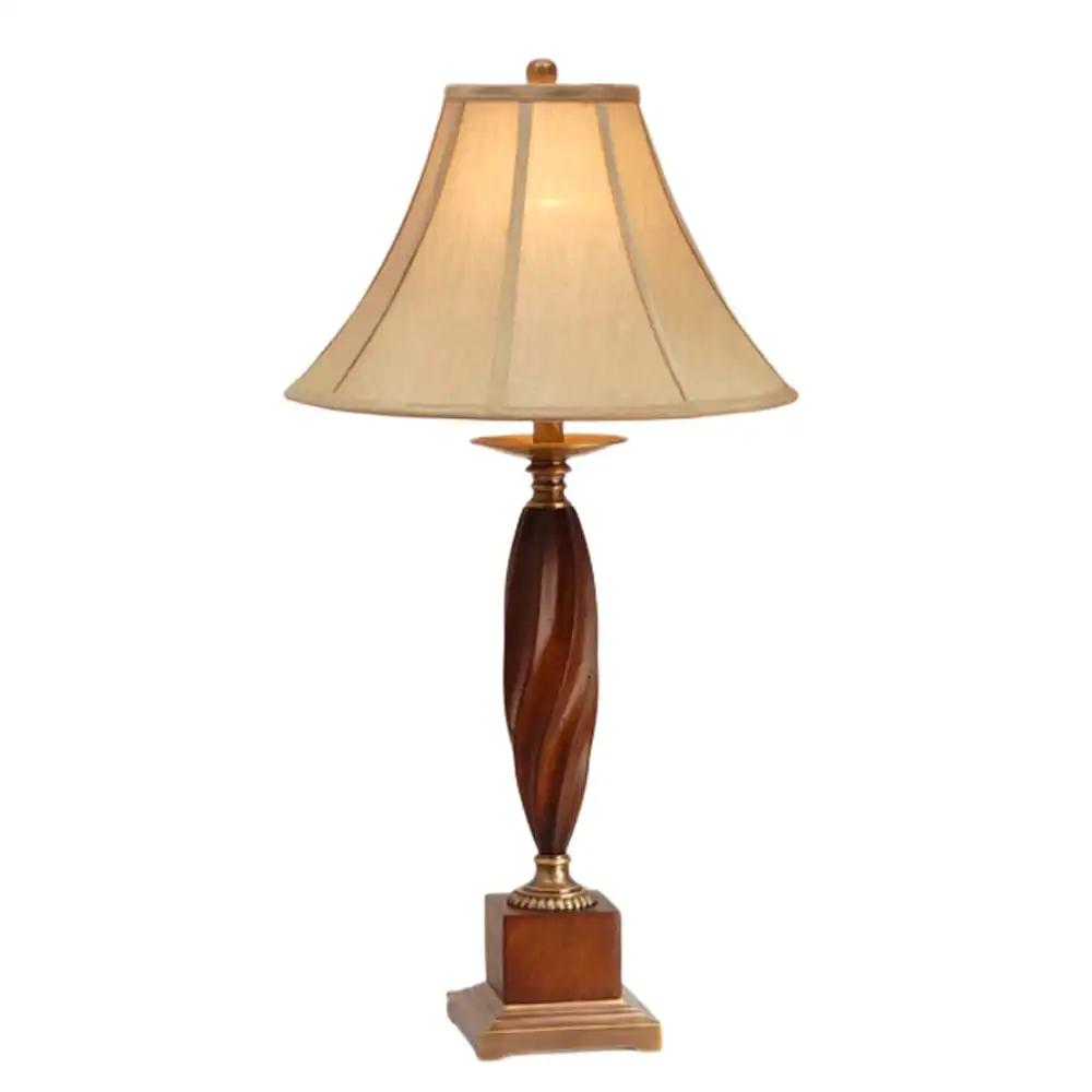 The Veridian Hand-Carved Wood & Brass Table Lamp The Veridian Hand-Carved Wood & Brass Table Lamp
