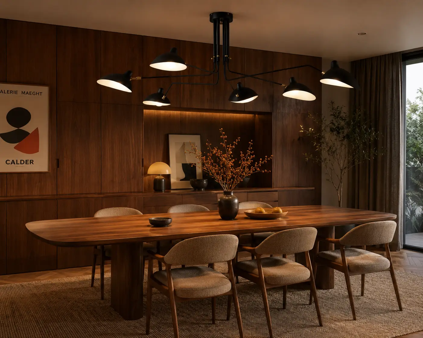 Arachnis Matte Black Pendant over Dining Table