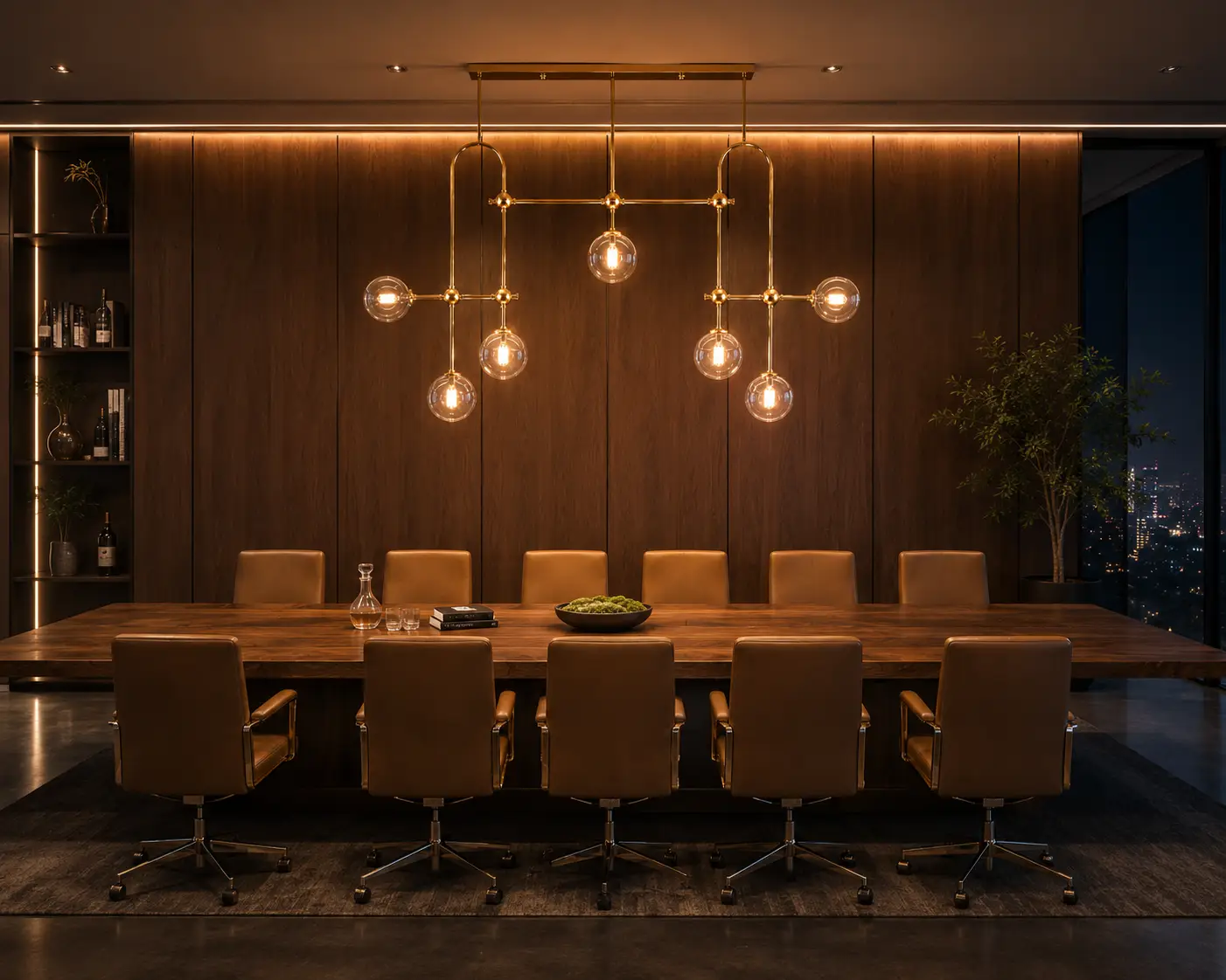Custom Length Adaptation of Constellation Linear Pendant over Corporate Conference Table