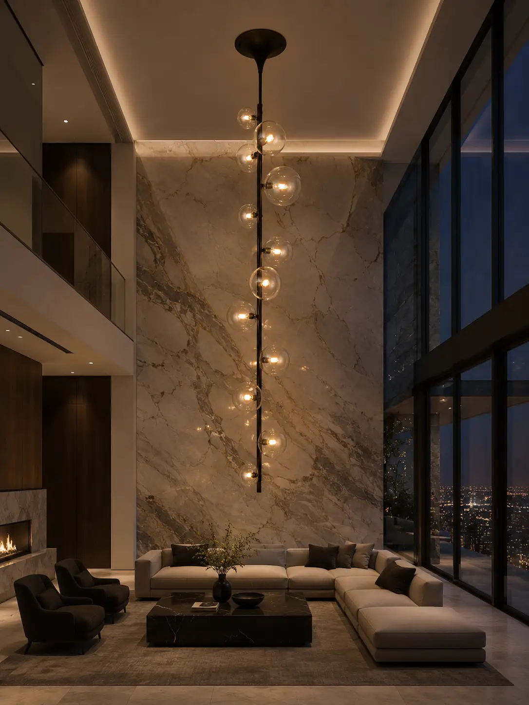 The Cosmic Cascade 10-Light Pendant in Modern Minimalist Great Room